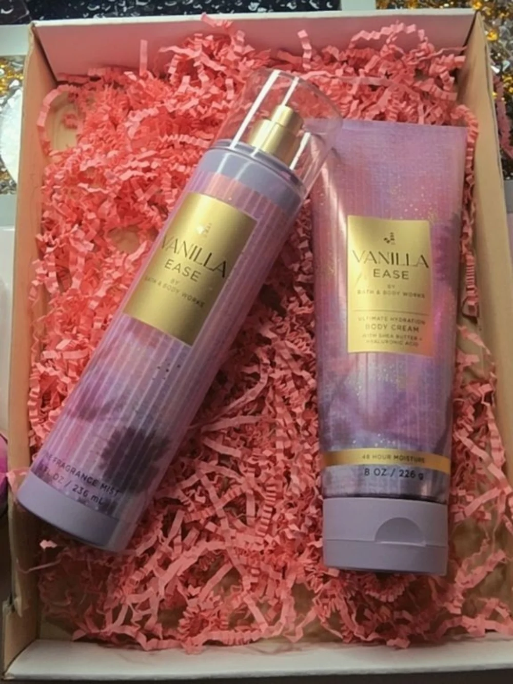 Bath & Body Works Vanilla Ease Set - Lavender Pink with Gold Accents